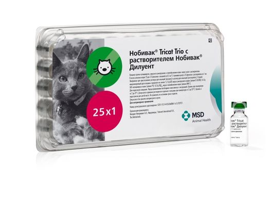 Нобівак Трікет TRIO вакцина для кошенят та кішок проти каліцивірозу, ринотрахеїту, панлейкопенії, 1 доза