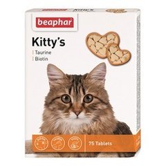 Кіттіс Kitty's Beaphar вітамінізовані ласощі з таурином і біотином для котів, 75 табл