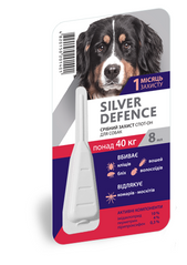 Срібний захист SILVER DEFENCE краплі від бліх та кліщів для собак вагою 40+ кг, 1 піпетка