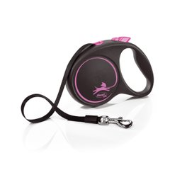 Рулетка-повідець Flexi Black Design L стрічка 5м/50кг, колір рожевий