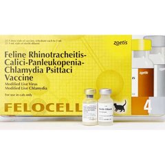 Фелоцел 4 вакцина проти ринотрахеїту, каліцивірозу, панлейкопенії, хламідіозу для котів, 1 доза
