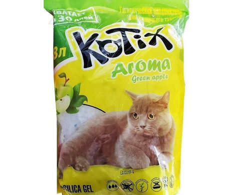 Наповнювач силікагелевий для котячого туалету Kotix Aroma Зелене яблуко, що вбирає, 3,8 л (1,8 кг)