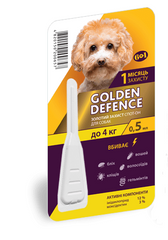 Золотая защита GOLDEN DEFENCE капли от блох и клещей для собак весом до 4 кг, 1 пипетка