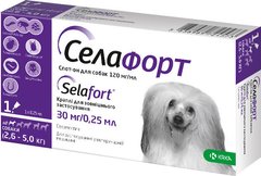 Селафорт 30 мг/0,25 мл Спот-он капли от блох и клещей для собак весом 2,6-5 кг, 1 пипетка