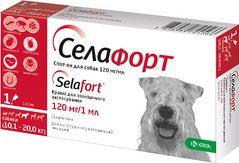 Селафорт 120 мг/1 мл Спот-он капли от блох и клещей для собак весом 10,1-20 кг, 1 пипетка