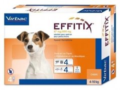 Еффітікс S краплі від бліх, кліщів, комарів, мух, волосоїдів для собак вагою від 4 до 10 кг, упаковка 4 піпетки