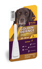 Золотий захист GOLDEN DEFENCE краплі від бліх та кліщів для собак вагою 20-30 кг, 1 піпетка