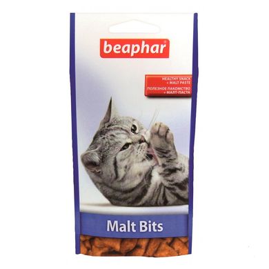 Подушечки Малт Битс Беафар Beaphar Malt Bits для выведения шерсти из желудка котов, 35г