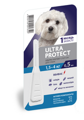 Ультра Протект ULTRA PROTECT краплі від бліх та кліщів для собак вагою 1,5-4 кг, 1 піпетка