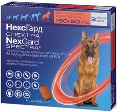 Нексгард Спектра 150 мг/30 мг для собак весом 30-60 кг, 1 табл