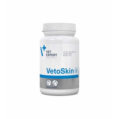 ВетоСкин ВетЭксперт, пищевая добавка при дерматологических заболеваниях кожи у собак и кошек, 90 капсул