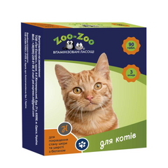 Лакомство витаминизированное ZOO-ZOO для кошек для кожи и шерсти, 90табл.