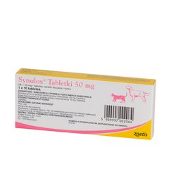 Синулокс 50 мг SYNULOX протиінфекційний препарат для котів та собак, 10 таблеток