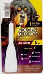 Золотий захист GOLDEN DEFENCE краплі від бліх та кліщів для собак вагою 40-60 кг, 1 піпетка