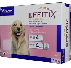 Еффітікс L краплі від бліх, кліщів, комарів, мух, волосоїдів для собак вагою від 20 до 40 кг, упаковка 4 піпетки