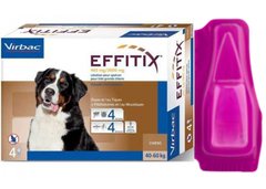 Еффітікс XL краплі від бліх, кліщів, комарів, мух, волосоїдів для собак вагою від 40 до 60 кг, 1 піпетка