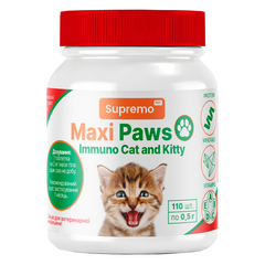 Витамины MAXI PAWS поддержка иммунитета для котят и взрослых кошек, 110 табл