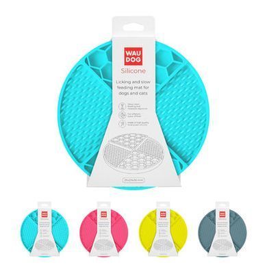 Килимок для злизування та повільного годування WAUDOG Silicone блакитний, 211*211*30мм