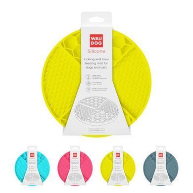 Килимок для злизування та повільного годування WAUDOG Silicone жовтий, 211*211*30мм