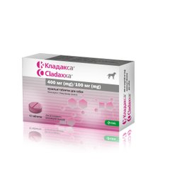 Кладакса 400/100 мг жувальні таблетки для собак та кішок, 12табл