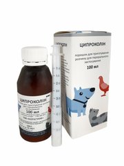 Ципроколин при острых и хронических бактериальных инфекциях для собак и кошек, 100 мл