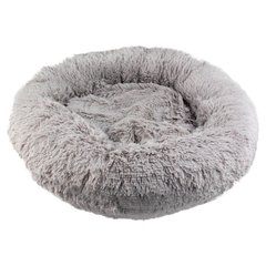 Лежак для тварин Пончик "Пухнастики" 50*50см, колір сірий