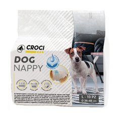 Підгузки CROCI для собак вагою 6-10кг, обхват талії 34-48см, розмір L, 10 шт.