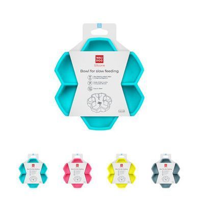 Миска для медленного кормления WAUDOG Silicone голубой, 450мл