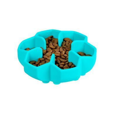 Миска для медленного кормления WAUDOG Silicone голубой, 450мл