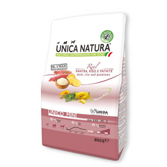 Сухой корм Unica Natura Unico Maxi для собак больших пород с уткой, рисом и картофелем, 800г
