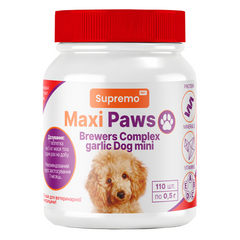 Витамины MAXI PAWS комплекс пивных дрожжей с чесноком для собак маленьких пород, 110 табл.