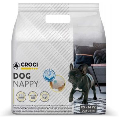 Подгузники CROCI для собак весом 1-2кг, обхват талии 28-35см, размер XS, 14 шт.