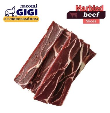 Ласощі Слайси з м'яса мармурової яловичини Marbled Beef Slices Gigi для собак, 85г