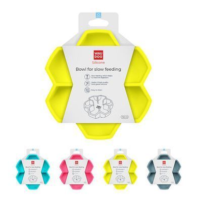 Миска для медленного кормления WAUDOG Silicone желтый, 750мл