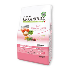 Сухой корм Unica Natura Unico Mini для собак малых пород с лососем, рисом и горохом, 800г