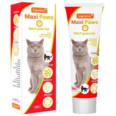 Фитопаста MAXI PAWS для вывода шерсти кошек, 100 г