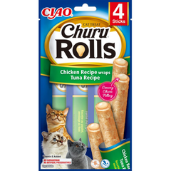 Ласощі для котів INABA "Churu Rolls" курка/тунець, 4*10 гр