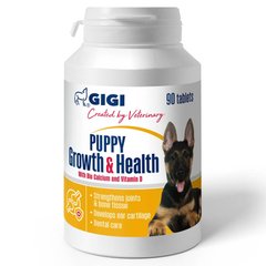 Пищевая добавка БиоКальций Puppy Growth & Health GIGI для щенков, 90 табл