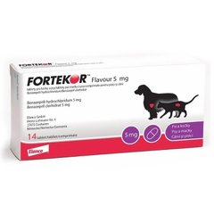 Фортекор 5 мг для собак вагою від 5 до 20 кг для серцево-судинної системи, 14 пігулок
