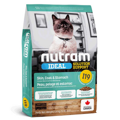 I19 Сухой корм Nutram Ideal SS Холистик для взрослых котов с чувствительным пищеварением и кожей с курицей и лососем, 1.13кг