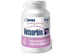 Ветсорбін Vetsorbin GIGI заспокоєння травної системи, при діареї для собак великих порід, 80табл