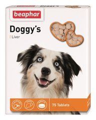 Доггис Ливер Doggy's Liver Beaphar витаминизированное лакомство со вкусом печени для собак, 75табл