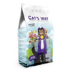 Бентонитовый наполнитель CAT'S WAY лаванда с фиолетовыми гранулами, 10л