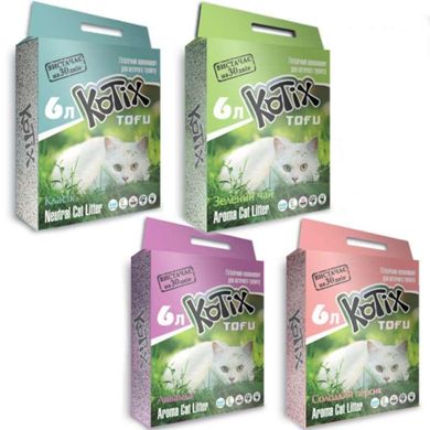 Котикс Тофу KOTIX TOFU наполнитель для кошачьего туалета Зеленый чай, 6л