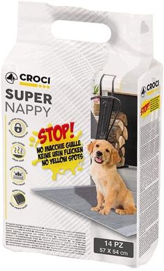 Пеленки Super Nappy Croci с активированным углем для собак 57*54 см, 14шт/уп.