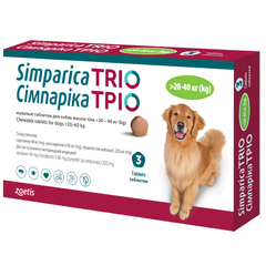Симпарика Трио для собак весом от 20,1 до 40 кг, 1 таблетка