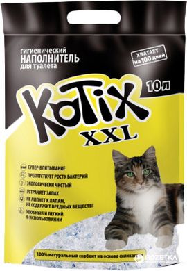 Наполнитель Котикс cиликагелевый для кошачьего туалета Kotix XXL, впитывающий, 10л (4,5 кг)