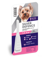 Серебряная защита SILVER DEFENCE капли от блох и клещей для собак весом 1,5-4 кг, 1 пипетка