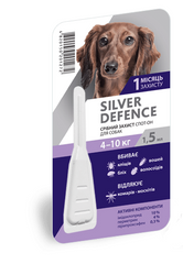 Серебряная защита SILVER DEFENCE капли от блох и клещей для собак весом 4-10 кг, 1 пипетка