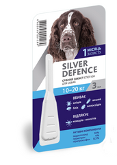 Серебряная защита SILVER DEFENCE капли от блох и клещей для собак весом 10-20 кг, 1 пипетка
